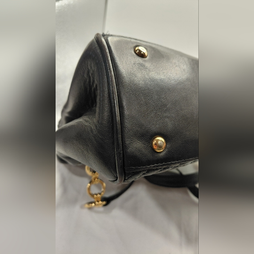 Bally Quilted Black Lambskin Shoulder Bag Vintage VGVC! - Picture 11 of 16